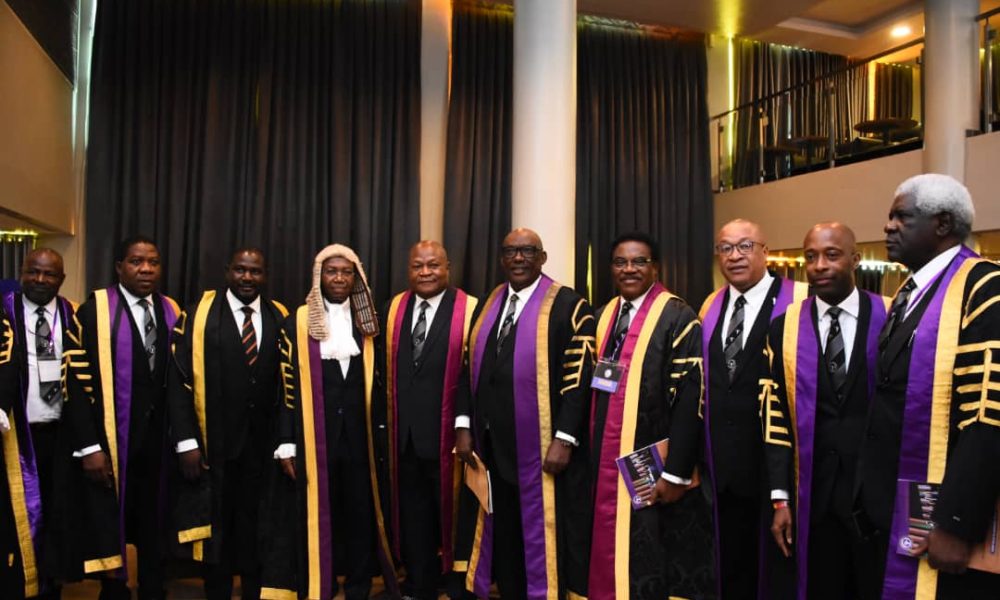 Distinguished Senator Bamidele, CON with the Chairman of Body of Benchers, Chief Wole Olanipekun, SAN, CFR and other Benchers.